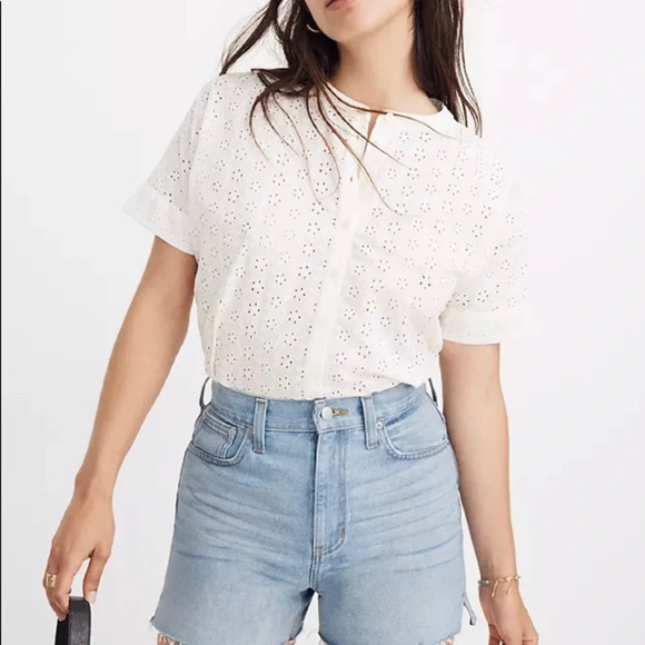 Madewell Tops - Madewell off white eyelet lace button down size XXS